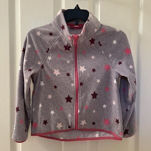H&M Star Fleece Jacket Zippy Gray Girls Size 6-8 yrs